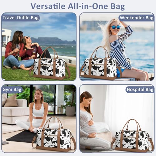 Women Travel Duffle Bags (Cow Print / X-Large)
