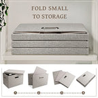 Medium 15" 21 Quart Collapsible Stackable Storage Bins with Lids (Beige / Medium -3 Pack)