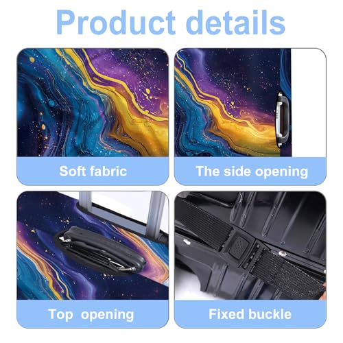 Luggage Cover Washable Suitcase Protector Anti (Purple marble / S(fits 20-22inch suitcase))