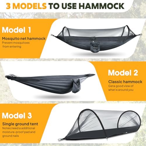 Ultra Light Travel Camping Hammock Pop (Dark Grey)
