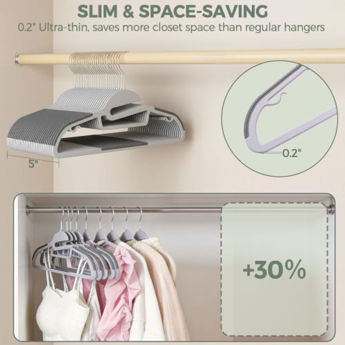 Plastic Hangers 100 Pack with Non (Gray / 100 pack)