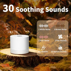 Sound Machine Mini White Noise Machine with 30 Soothing Sounds 4 Timers Memory Function for Newborn Baby Kids Adults Portable Rechargeable Sleep Brown Noise Machine for Travel Camping Home Office (White)