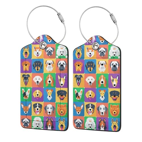 2 Pack Luggage Tags for suitcases Funny Cute Color Dog Luggage Tag (Dog)