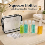 Travel Bottles for Toiletries 5 PCS 3.4oz Plastic Bottles with Clear Bag (Clear with bag)