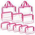 10 PCS Clear Travel Bags for Toiletries (Rose red)