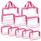 10 PCS Clear Travel Bags for Toiletries (Rose red)