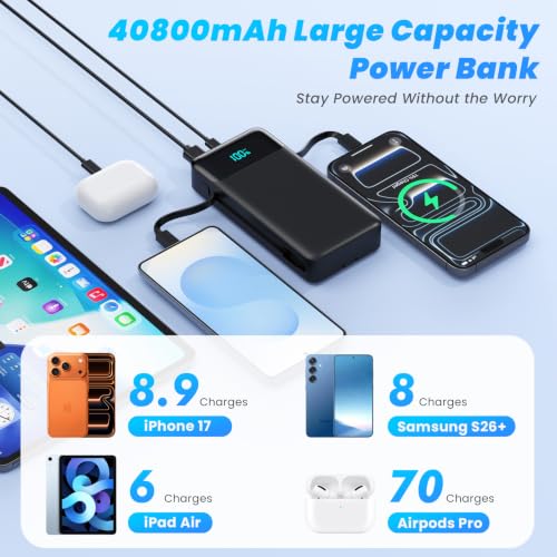 Portable Charger Power Bank for iPhone with Built (Black)