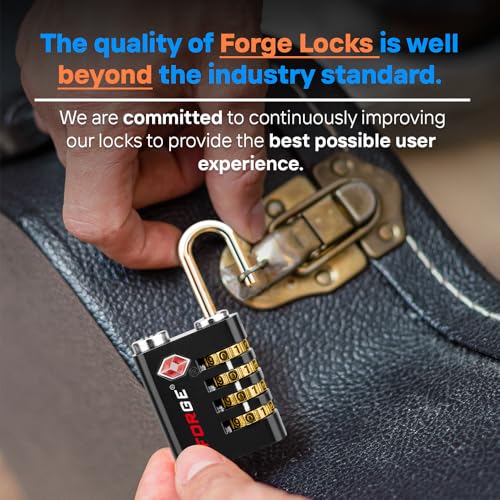 Dual-Opening: Key or Combination Access Lock, Use Key to Recover Code If Forgotten, TSA Approved Locks for Luggage, Pelican case, Travel, Gym, School, Stainless Steel Shackle. (Black 2 Pk) (2 Pk / Black)