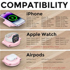 3-in-1 Wireless Charging Station for iPhone, Watch, AirPods, Pink (Pink)