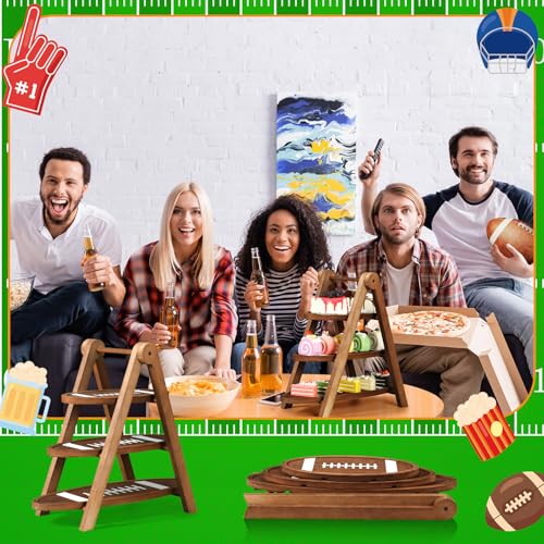3 Tier Football Serving Tray with 15" Collapsible Ladder Stand (Football)