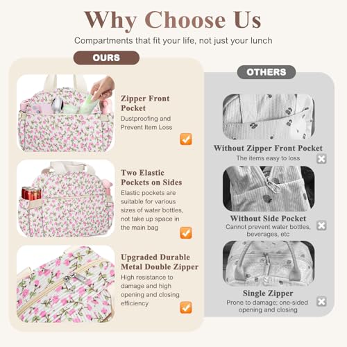 Lunch Box for Women (B-B-Corduroy Pink Flower / Medium - 10L)