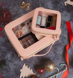 Clear Makeup Bag (Large-Pink)