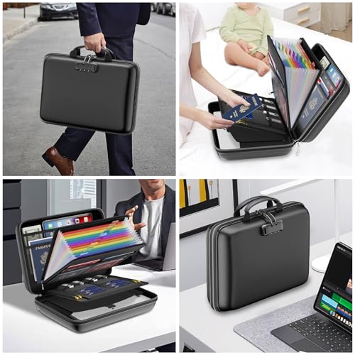 Fireproof File Organizer with Lock (15.5" x 11.5" x 3"(colorful) / Black)