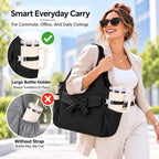 Tote Bag for Women with 15.6" Laptop Sleeve and Wet Compartment (Black Bow)