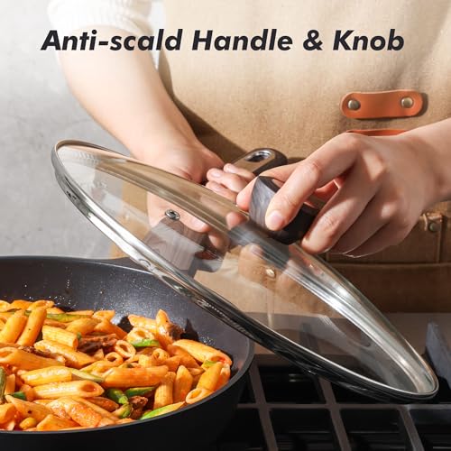 8inch Nonstick Frying Pan Paella Pan with Lid (8 Inch / NIGHT Black)
