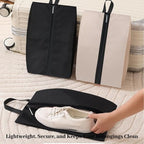 Shoe Bag for Travel (Black-hei / 16.5 × 9.8 Inches | 2-Pack)