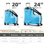 Kids Ride On Suitcase with Wheels (Blue / 24inch)