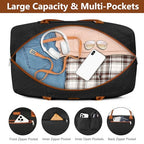 Weekender Bag for Women 21.5" Travel Duffel Large Carry On Bag 3PCS (Large / 9a-Black brown)