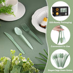 360 Pieces Gradient Sage Green Plastic Cutlery Set (Gradient Sage Green)