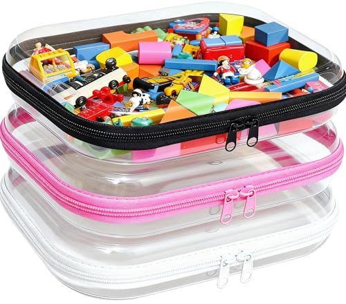 3PCS Clear Hard Plastic Zipper Case (3PCS-M-Mixed)