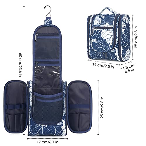 Hanging Travel Toiletry Bag for Women (B-Blue Lotus / Medium)