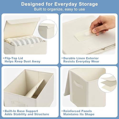 Large 22 Quart [4 (Beige / Medium - 4 Pack)