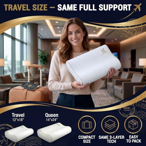 Travel Memory Foam Cervical Pillow (Travel 18 x 12 x 5")