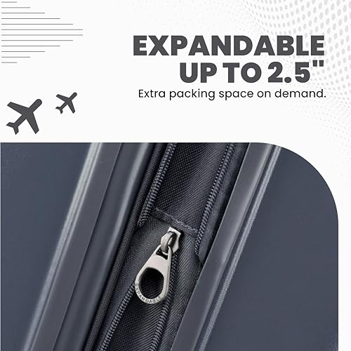 Carve 20 Inch Carry On Expandable Hardside Upright Suitcase with 360° Spinner Wheels (Gray / Carry-On)