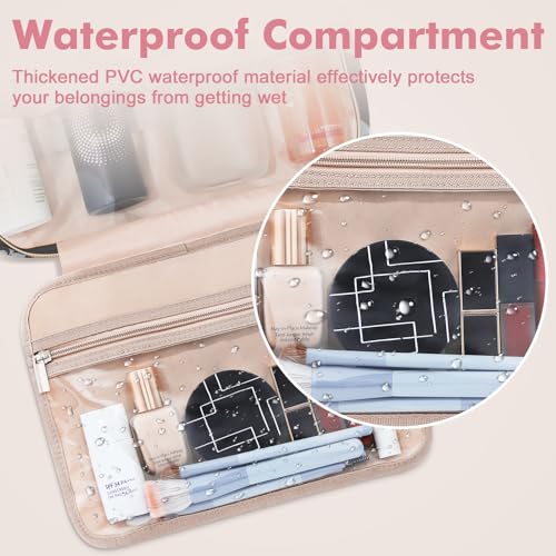 Toiletry Bag for Women (Large / Minimalist / Black+Pink)