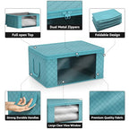 Blanket Storage Bags with Clear Window (3 Pack Large / Aqua)