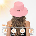 Sun Hats for Women Bucket Hat UV Protection Fishing Hat Wide Brim Safari Hats 2 in 1 Zip (1pack-pink)