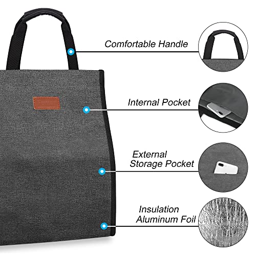 Lunch Bags for Women Insulated Reusable Lunch Tote with Internal Pocket (Charcoal Grey / 1 pack)