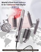 Infrared Dual Voltage Hair Dryer Brush (Purple-1)