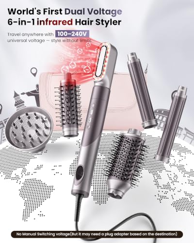Infrared Dual Voltage Hair Dryer Brush (Purple-1)