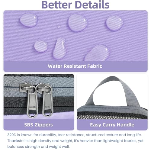 4 Set/6 Set/8 Set Compression Packing Cubes Travel Accessories Expandable Packing Organizers (Half Mesh, 6-Lavender) (6-Lavender / Half Mesh)