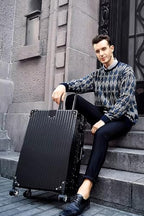 Zipperless Suitcase with Aluminum Frame (Black / Checked in 28inch)