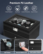 Mens Watch Box Jewelry Organizer (Black / 20-slot)