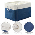 Organization and Storage Basket for Shelves (White & Blue / 3PCS/Extra Jumbo - 20.5Lx15.7Wx13.8H)
