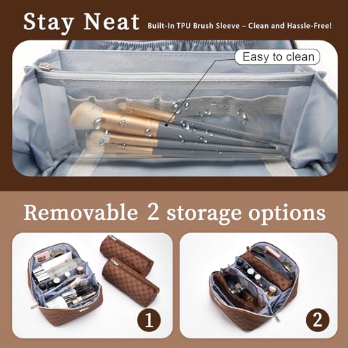 Travel Makeup Bag Cosmetic Bags for Women (A-6-Brown)
