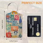 Retro Wanderlust Stamps 3 PCS PU Leather Luggage Tags for Suitcase (Retro Wanderlust Stamps)