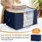 6 Pack Storage Bags for Clothes Blanket Storage Bins with Lids (6 Pack-60l / Blue)