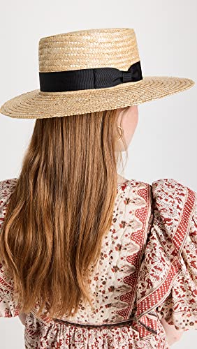 Women's Spencer Straw Boater Hat (Medium / Natural/Black)