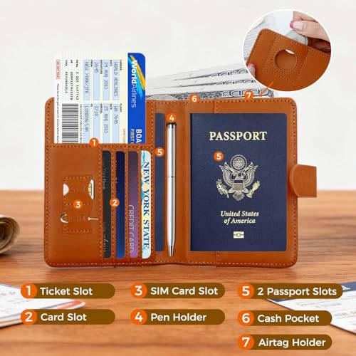 Premium Leather Passport Holder Covers Case (AIR-BROWN)