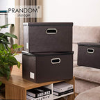 Large Foldable Storage Bins with Lids [3 (Brown / Large(3-Pack))