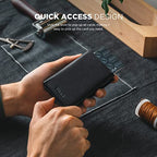 Pop up Card Wallet Minimalist Cash Wallets RFID Blocking Leather Smart Credit Card Holder with ID window for Men (Cross-Black)