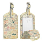 2 Pack Luggage Tags Leather Name ID Labels with Privacy Cover (Postmark)
