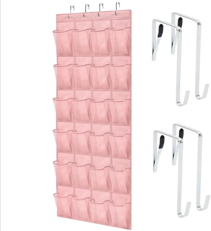 GORILLA GRIP Over the Door Shoe Organizer, 24 Large Breathable Mesh Pockets by GorillaGrip