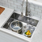 25 x 22 Inch Drop In Kitchen Sink (Brushed Nickel / 25" x 22" x 9")
