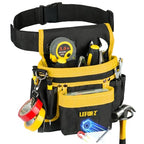 Tool Belt,14-Pockets Tool Belts for Men with Magnetic Tool Pouch (Black&yellow)