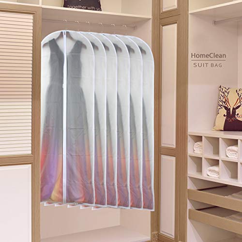 Dress Bags for Hanging Clothes 24'' x 54'' Long Dress Hanging Garment Bag White Breathable Garment Bags for Hanging Clothes Full Zipper Dust Cover for Storage Closet Pack of 6 (24'' x 54''/6 Pack / White-Translucent)